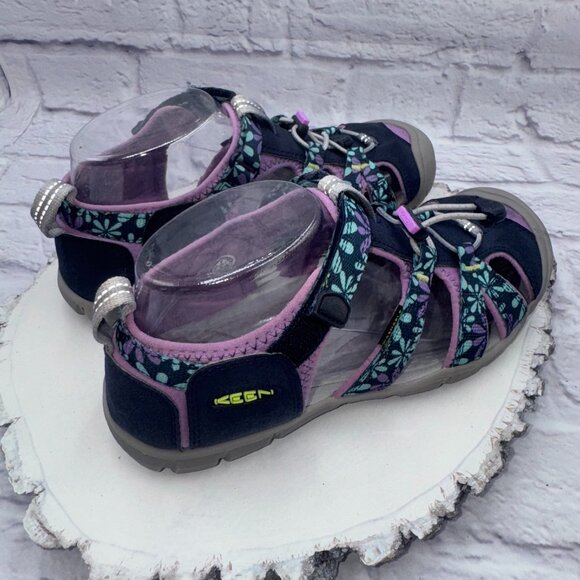 Keen Seacamp CNX Girls Lilac Sky Blue/Purple Floral Water Sandals Size 5 - Picture 8 of 12